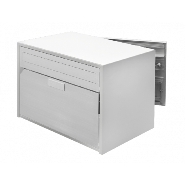 Huber Briefkasten Alu-D400 weissalum Flache Front, farblos eloxiert